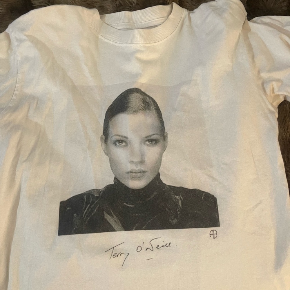 ANINE BING White Graphic Crewneck Tee with Photoreal Print